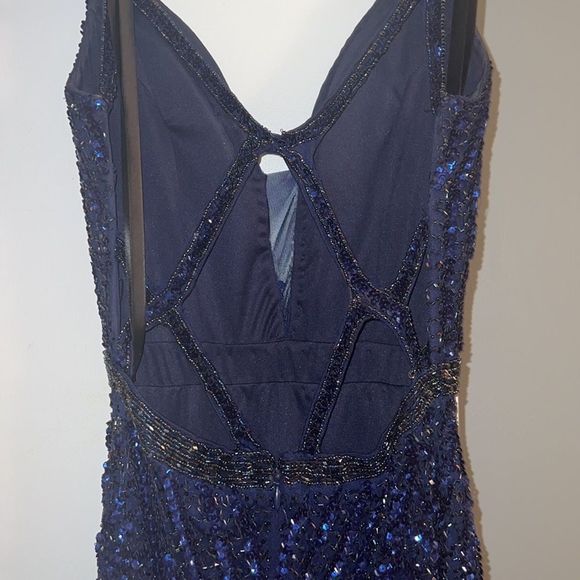 Prima Vera Navy Blue Prom Dress - Picture 4 of 6